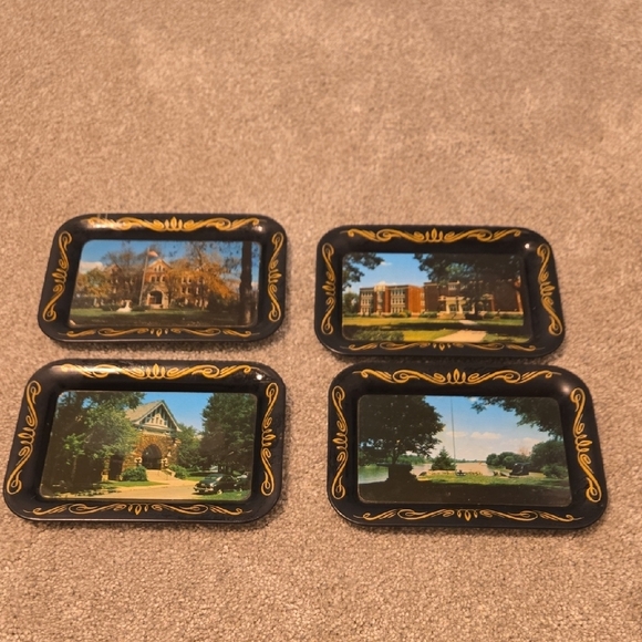Other - Vintage Bryan O Ohio Art Co Small Mini Tin Tray Set of 4 Black 6.75" x 4.75" USA